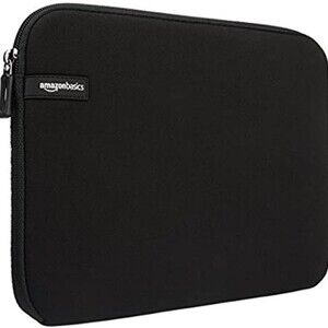 AMAZON BASICS Black Laptop Sleeve Case Top Loading Zip Up Slim Design Neoprene